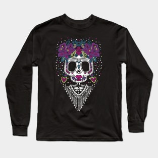 Mexican Sugar Skull Frida Long Sleeve T-Shirt